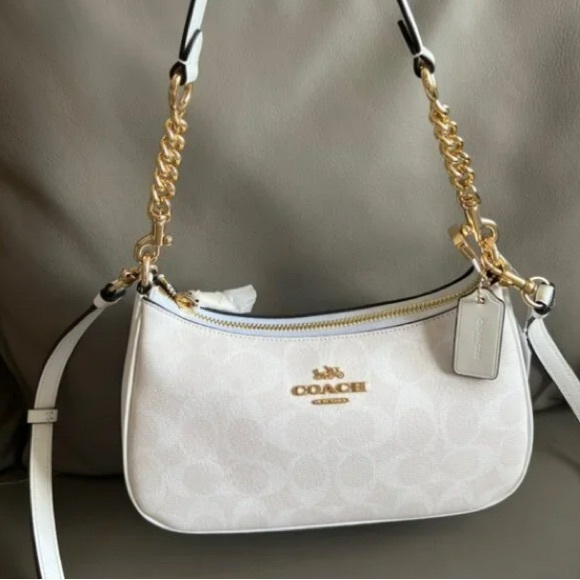 Coach Handbags - coach Teri Shoulder Bag In Signature Canvas white